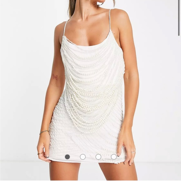 White Dress with Pearl Embellishment - Picture 3 of 5